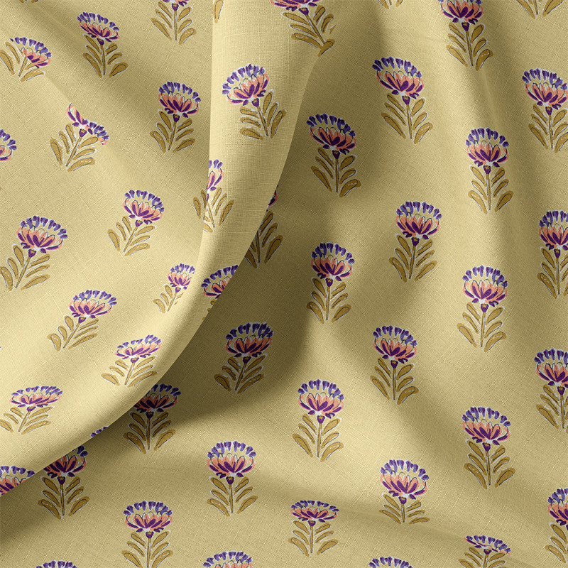Printed Cotton ESHA2 Yellow / Blue